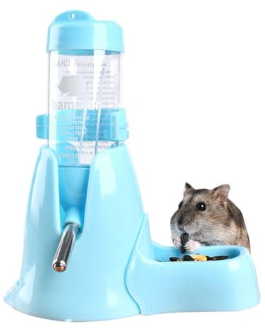 Norhogo trinkflasche hamster, Hamster Wasserflasche Futterautomat mit Ständer 80ml Wasser- und Futterspender, hamster tränke für Kleintiere, Meerschweinchen, Kaninchen, Zwerge, Gerbil, Chinchilla, Bla