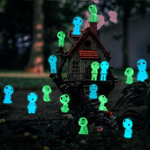 20 Stück Baum Elfen Prinzessin Mononoke,Leuchtende Geister Figuren,Baum Elfen Puppe,Leuchtende Gartendeko Figuren Elfen,für Innen Außen Home Garden Micro Landschaft Deko (Blau+Grün)