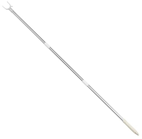 Wäscheleine, 51 Zoll, Teleskopstange mit Haken, Edelstahl, lange Kleiderstange mit Haken und rutschfestem Griff für Decke, Regal, Wäschestange, Wäscheleinenstange, Kleiderbügel, Teleskopstange