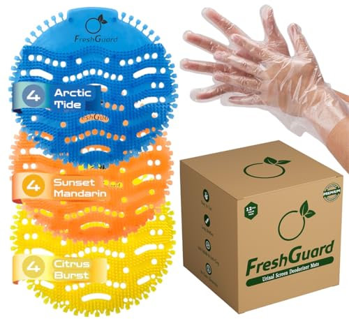 FreshGuard Urinal Mats | Urinal Blocks | Urinal Screen Deodorizer | 12-pcs Pack | Anti-Splash | Anti Clog | 30-Day Fragrance | Universal Fit | Commercial Grade Odor Neutralizer | Urinal Cakes