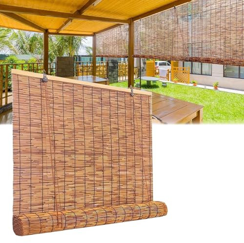Tende A Rullo Per Esterni, Cortina Di Bambù Su Misura, Tapparella In Bamboo 50 60 90 100 120 130 140 150cm, Oscurante Tapparella Avvolgibile Per Interni Giardino Finestra Patio Schermo Privacy(140 x 2