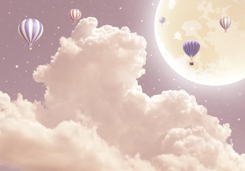 gdkldfg Wallpaper Panoramic Cartoon Girls Princess Clouds Moon Starry Sky Pink Purple 400x256cm Wall Mural Poster Non-Woven Silk Decorations Living Room Bedroom