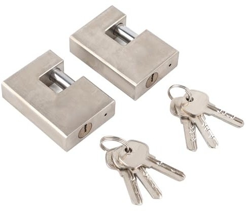 Marhynchus Heavy Duty Rechteck Wasserdichtes Vorhängeschloss für Garagentüren, Rostfestes Monoblock -Schloss mit 6 Tasten für Familiensicherheit, 2pcs D -förmige Feste Outdoor Schlösser,