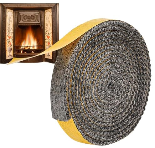 Colle d'étanchéité pour cuisinière - Bande d'étanchéité résistante à la chaleur - Reliure adhésive pour cheminée - Bande d'isolation pour poêle à bois, fixation de vitre, joint de corde ignifuge pour