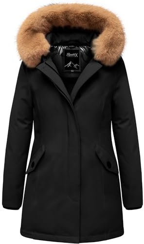 REPUBLIX Damen Gefütterte Dicke Winter Jacke Mantel Parka mit Kapuze RJ-8012