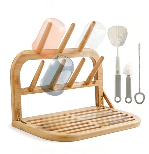Kryvella Drying Rack Baby Bottle, All-in-One Bottle Holder, Foldable, Space-Saving Stand, Drying Stand for Baby Bottles and Pump Parts Cleaning