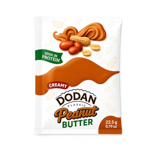 Peanut Butter Sachets 30x Dodan Smooth Creamy 7g Protein Energy Snack Individual Squeeze pack Portions Servings Gym Lunch boxes on the go one month supply 30 (30, 22.5g)