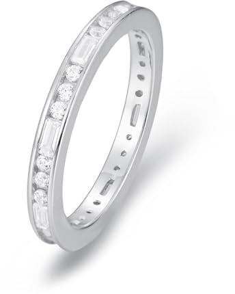 KnSam Weißgold Au750 18K Trauringe Echt Goldschmuck, Ewigkeit Partnerringe mit Moissanit Rechteckschliff, Hochzeitsring 18K Gold, Gr.60 (19.1)