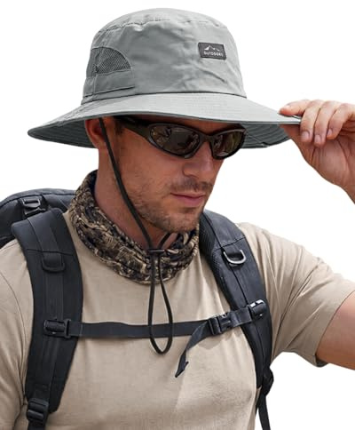 Hat Hut Fischerhut, UPF 50+, Sonnenhut mit Breiter Krempe für Herren Damen, UV Sonnenschutz, Atmungsaktive, Wandern Outdoor Angeln