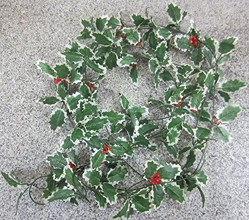 (Pack of 5) Best Artificial 7ft 210cm Christmas Holly Ivy Leaf Garland Strings with Berries Xmas