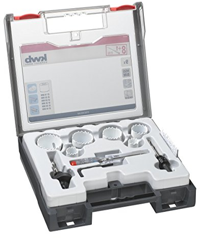 kwb Set professionnel de scies cloches bi-métal no 2 pour installateurs - 9 pièces, HSS-CO, denture Vario, 8 % cobalt, détecteur de tension inclus.