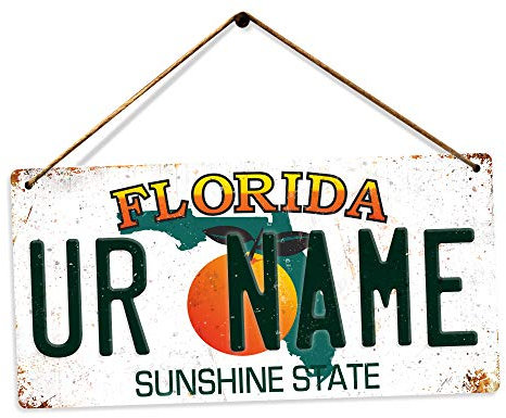 Personalised American Number Plates - Custom Florida – Holes and Twine | Printed Metal Wall Sign Plaque Show Plate