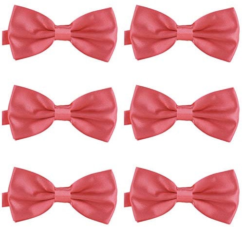 DonDon 6er Set Herren Fliege 12 x 6 cm gebunden und längenverstellbar lachs