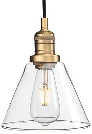 Phansthy Loft-Pendelleuchte Trichter Klar Glas, Vintage Industrie Hängeleuchte Hängelampen Schicke schlichte Hängeleuchte Pendelleuchten Industrie Style (antike Farbe)