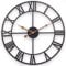 Wanduhr Große, 76cm Europäische Industrie Vintage Wanduhr mit Römischen Ziffern, Leise Ohne Tickgeräusch Metall Wanduhr, Dekor Wanduhr für Wohnzimmer, Küche, Schlafzimmer, Büro - Schwarz