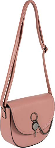 styleBREAKER Sac à selle semi-circulaire pour dames sac à bandoulière uni, fermeture et chaîne pour stylo, sac à bandoulière, sac 02012354, couleur:Vieux rose-