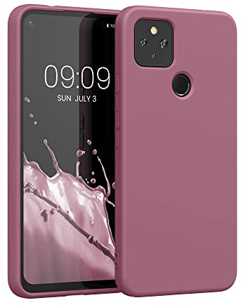 kwmobile Hülle kompatibel mit Google Pixel 4a 5G Hülle - gummierte TPU Silikon Handyhülle - Schutzhülle für kabelloses Laden - Case in Dark Rose
