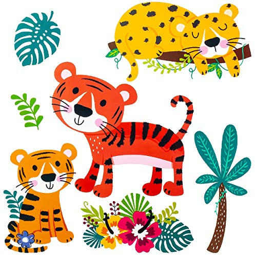 alles-meine.de GmbH Wandsticker Motivwahl Erwachsene & Kinder - 3 * 7 TLG. Set - Dschungel Tiere & Zootiere - Tiger - selbstklebend + wiederverwendbar - Wandtattoo - Aufkleber..