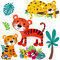 alles-meine.de GmbH Wandsticker Motivwahl Erwachsene & Kinder - 3 * 7 TLG. Set - Dschungel Tiere & Zootiere - Tiger - selbstklebend + wiederverwendbar - Wandtattoo - Aufkleber..