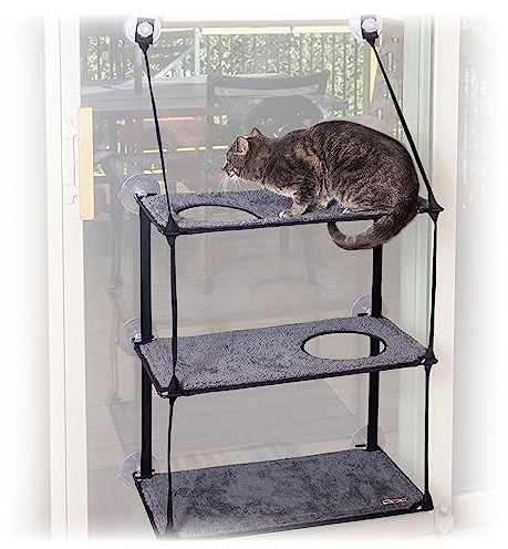 K&H PET Products EZ Mount Fensterbank mit 3 Stufen, Grau, 30,5 x 58,6 cm
