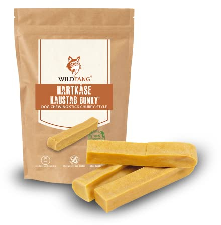 Wildfang® Yak Kaustab Hund – Natürlicher Kaukäse vom Himalaya – Kauspaß für alle Hundegrößen und Welpen – Käseknochen für Hunde – Kauknochen zur Zahnpflege – Käseknochen - 3er Pack - Gr. M - 80-90 g