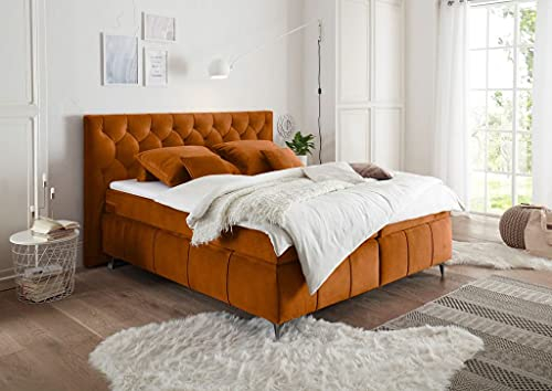 Froschkönig24 Pembroke Boxspringbett 180x200cm Bernstein, Ausführung:Variante 2