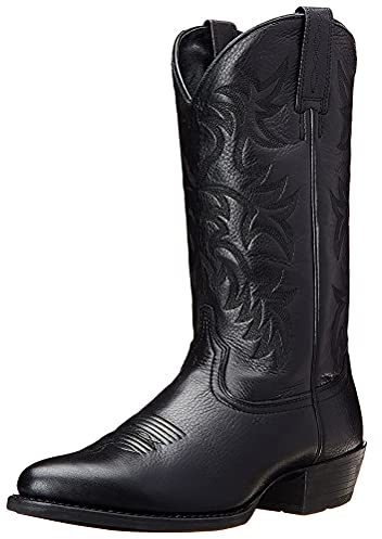 ticticlily Stivali Alti da Uomo Stivaletti da Cavaliere in Pelle da Cowboy Occidentali Stivali da Equitazione con Tacco Alto Ricamati Casual Outdoor Nero 42 EU