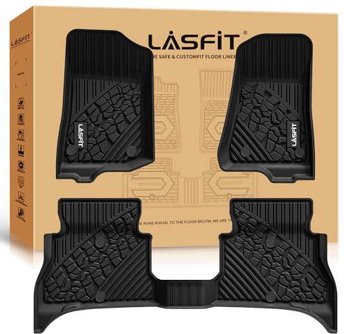 LASFIT Fußmatten für Jeep Wrangler 4XE Hybrid 2023 2022 2021 Allwetterschutz TPE Auto Bodenbeläge Vordere & hintere Reihe Schwarz