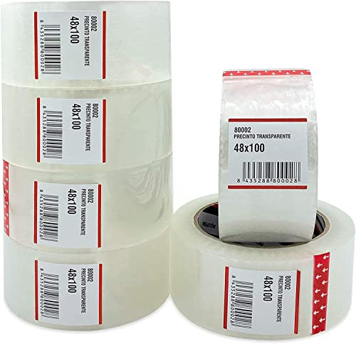 ZCENTER Cinta Embalar Cinta embalaje Cinta adhesiva para Cajas y Paquetes-Color Transparente (TRANSPARENTE-4.8X100 M 6PCS)