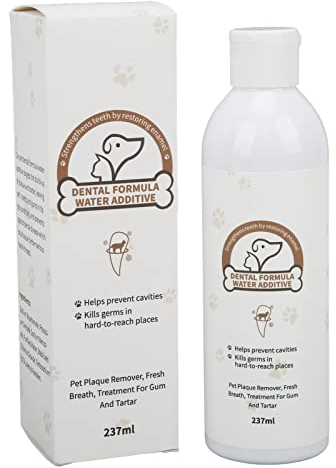 EVTSCAN Enjuague bucal para Mascotas, Agua de Limpieza bucal para Perros y Gatos, solución para el Cuidado Dental de Mascotas para el Mal Aliento y el sarro, 237ML