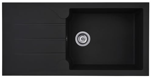 Liquida LP10BL 1.0 Bowl Composite Reversible Inset Black Kitchen Sink with Waste