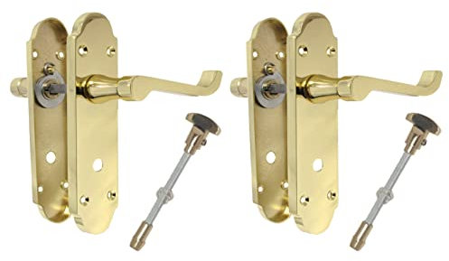 Haven Heritage ® Internal Epsom Bathroom Door Handles Brass Finish Back Plate 170 x 40mm Sold in Pairs (2)