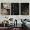 HEHGVCF 3 x Modern Abstrakt wohnzimmer leinwandbilder Poster Bilder 50x70cm,Schwarz Gold Jahresringe Bilder Set,Leinwandbilder, Wandkunst,Ohne Rahmen (A+B+C,40 x 60cm)
