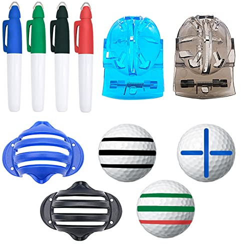 8 Stücke Golfball Strichzeichnung Markierung Werkzeug Kit, Golfball Marker Golf Alignment Tool Golfball Liner 4 Golfball Ausrichtung Liner 4 Golfball Marker Stifte Golf Putting Ausrichtungswerkzeug