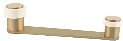 EVI Herrajes | Fermaporta con fermo gireole| Per porta fino a 100mm di spessore|Ottone Opaco con Gomma Bianca di Silicone Naturale | Compresi utensile, vite + tassello di fissaggio| I-253-BLMT