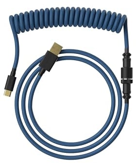 Ranked Coiled Cable | Handgefertigtes Double-Sleeved Geflochtenes Kabel | USB Typ C auf A | 5-Pin Aviator-Anschluss | Unterstützt Schnellladung 20W (Skydiver Blau)