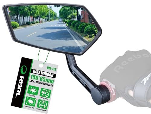 RBRL Fahrradspiegel Universal Sicherer Rückspiegel für 15mm-20mm, Drehbares HD Blaulicht-Fahrradrückspiegel, Fahrradspiegel für e-bike, Fahrrad, Mountainbike, Rennräder (links)