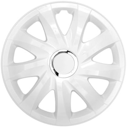 Luckyberg Radkappen 14 Zoll Drift | Zierkappen in vielen Farben, Radzierblenden 4er-Set für die meisten Automarken und Stahlfelgen. Felgenabdeckung für Autofelgen. (14 - Weiss LACKIERT)