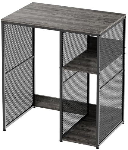 KirKical 3-Tier Coffee Bar Cabinet with Mini Fridge Space, Heavy-Duty Rustic Grey Microwave Stand Baker Rack, Utility Storage Organizer Shelf for Home Kitchen Dorm, Slate Grey