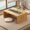 Chinesischer Tee-Bodentisch aus Bambus,japanischer faltbarer Couchtisch,Altartisch Meditation,niedriger tragbarer zusammenklappbarer Tatami-Tisch for Wohnzimmer,Heimdekoration (Holz, 80*50*30cm)