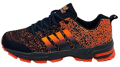 Ablovo® Herren Damen Sportschuhe Turnschuhe Laufschuhe Sneaker Hallenschuhe (Navy-Orange, EU Schuhgrößensystem, Erwachsene, Herren, Numerisch, M, 41)