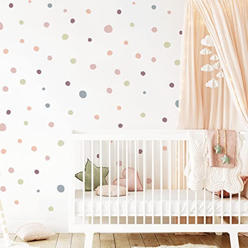Mica-Mica Wandtattoo Kinderzimmer - 50 Punkte | Hochwertige Stoff-Wandtattoos | 100% PVC-frei | Nachhaltige Wanddeko, Wandaufkleber & Wandsticker | Deko fürs Babyzimmer | Klebepunkte (Pastell)