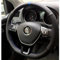 AUTOKLEIDUNG Lenkradbezug mit Ring zum Schnüren Carbon und Alcantara für Lenkrad Durchmesser 37-38 cm (Blau)