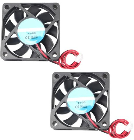 Jopto Lot de 2 mini ventilateurs de refroidissement silencieux sans balais 60 x 60 x 15 mm 6015 DC 5 V avec terminal à 2 broches compatible avec TV Box projecteur, PC, CPU et boîtiers d'ordinateur