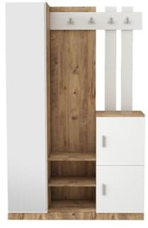 Vente-unique-Armario ropero con 3 Puertas y 1 Espejo - Blanco y Natural - MIROTA