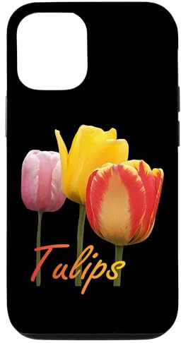 Coque pour iPhone 14 Rouge écarlate, jaune, rose, tulipe mélange, formes manie