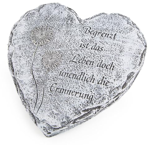Logbuch-Verlag Herz als Grab Deko mit Spruch & Pusteblume 18 x 6,5 cm Grabherz als Grabschmuck Allerheiligen