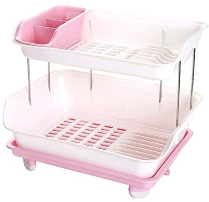 Dish Rack Kitchen Sink Rack, With Drip Tray, Utensils Holder Cutlery Organizer, Pink Dish Drainers Rack, Kitchen Shelf, Extra Draining Board