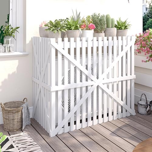 GODFSAHG Rejilla De Aire Acondicionado para Balcón Exterior, Pantalla De Cerca De Aire Acondicionado para Exteriores, Cubierta De Acondicionamiento De Persianas De Flores, Tablero De Madera