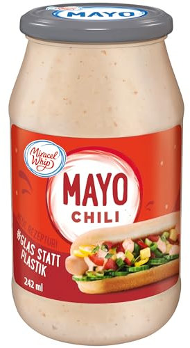 Miracel Whip Mayo Chili, Scharfe Mayonnaise, Glutenfrei und Laktosefrei, Mit Eiern aus Freilandhaltung, Ideal für Burger & Hot Dogs, 242 ml